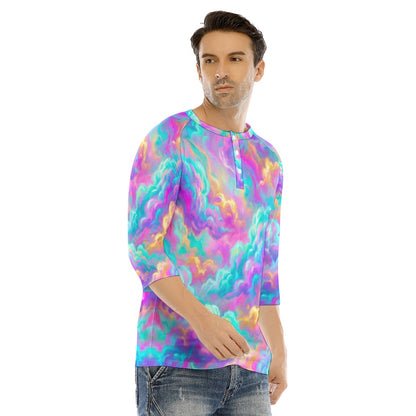 Men's Bracelet Sleeve T-shirt With Button Closure - view 2