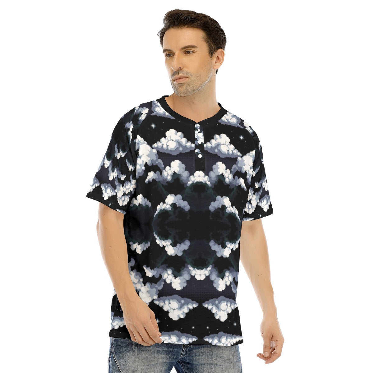 Men's Raglan Sleeve T-shirt With Button Closure