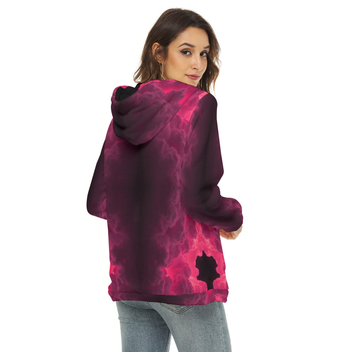 Women's Borg Fleece Hoodie With Half Zip