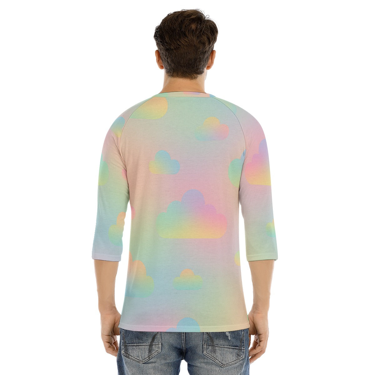 Men's Bracelet Sleeve T-shirt With Button Closure