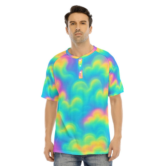 Men's Raglan Sleeve T-shirt With Button Closure