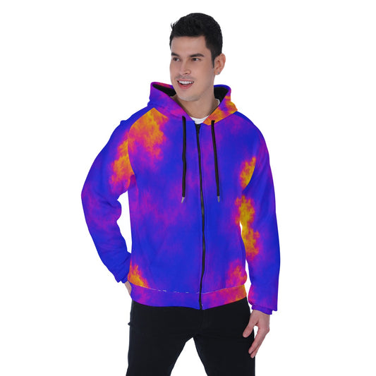 Men's Heavy Fleece Raglan Zip Up Hoodie With Pocket