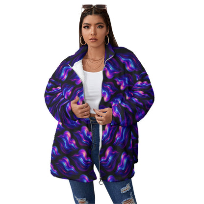 Unisex Borg Fleece Stand-up Collar Coat With Zipper Closure(Plus Size)