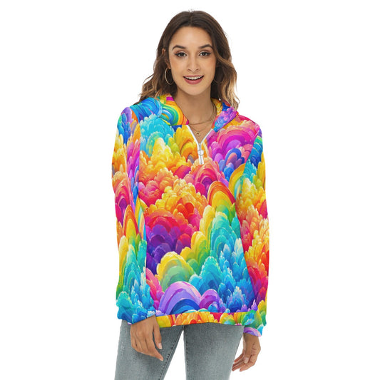 Women's Borg Fleece Hoodie With Half Zip