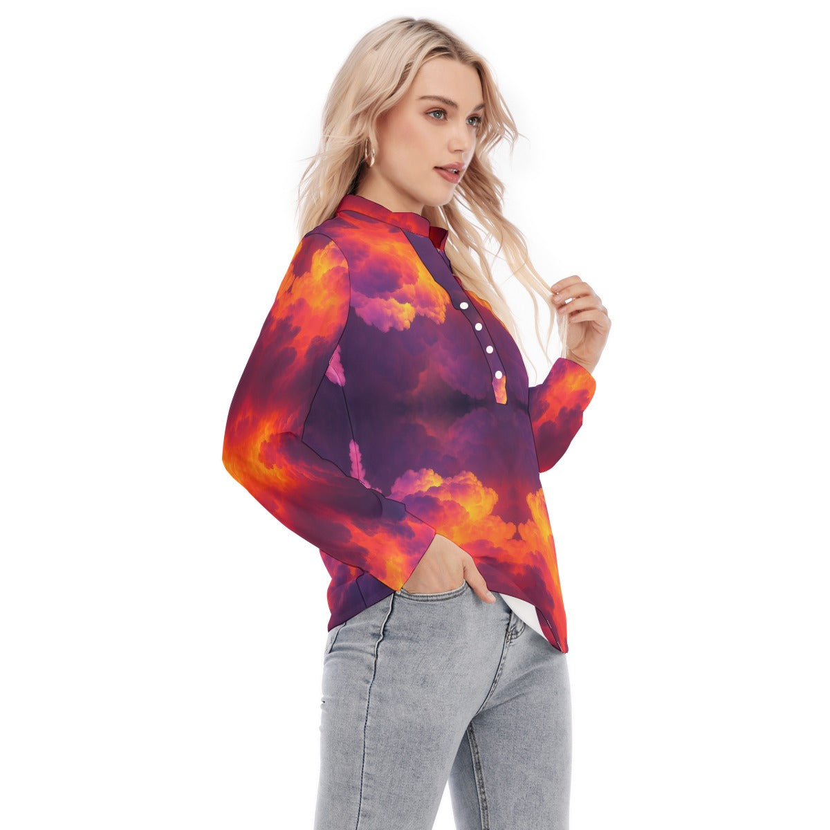 Women's Long Sleeve Blouse With Button Closure