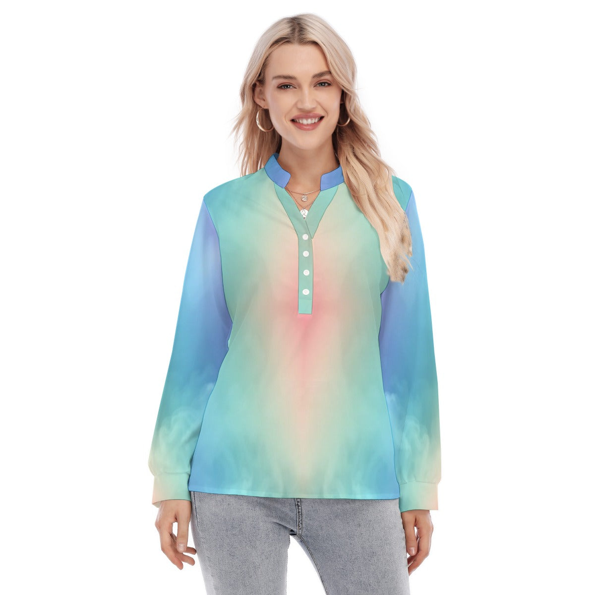Women's Long Sleeve Blouse With Button Closure