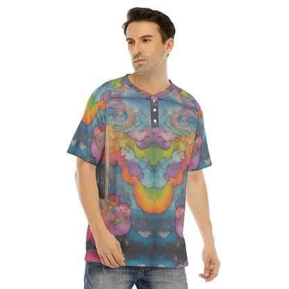Men's Raglan Sleeve T-shirt With Button Closure