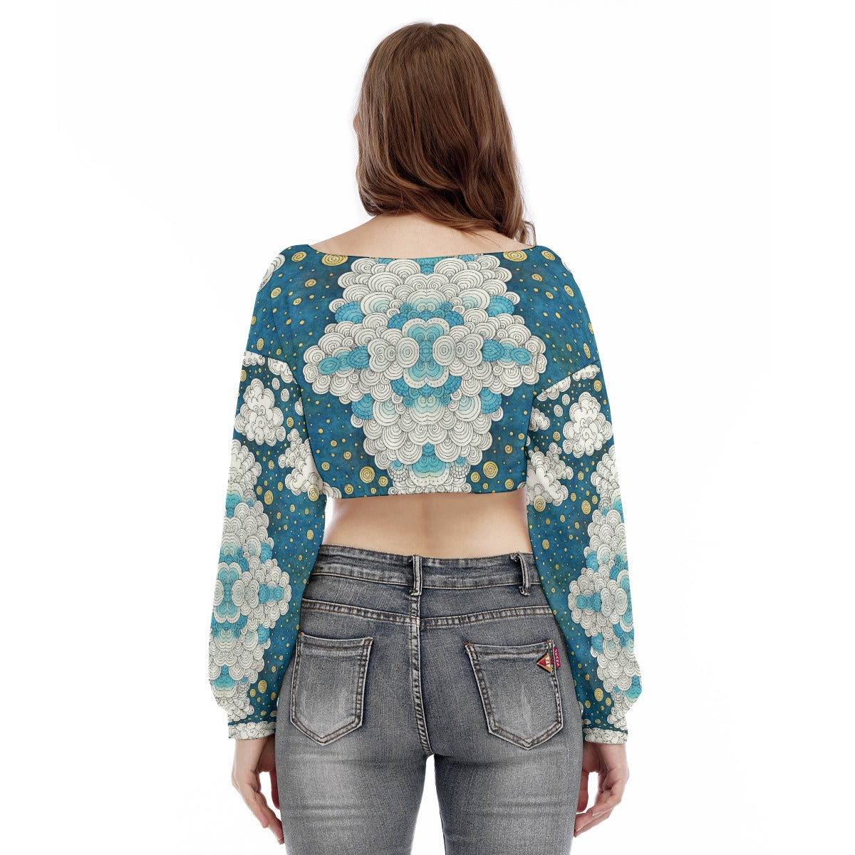 Women's V-neck Long Sleeve Cropped Sweatshirt