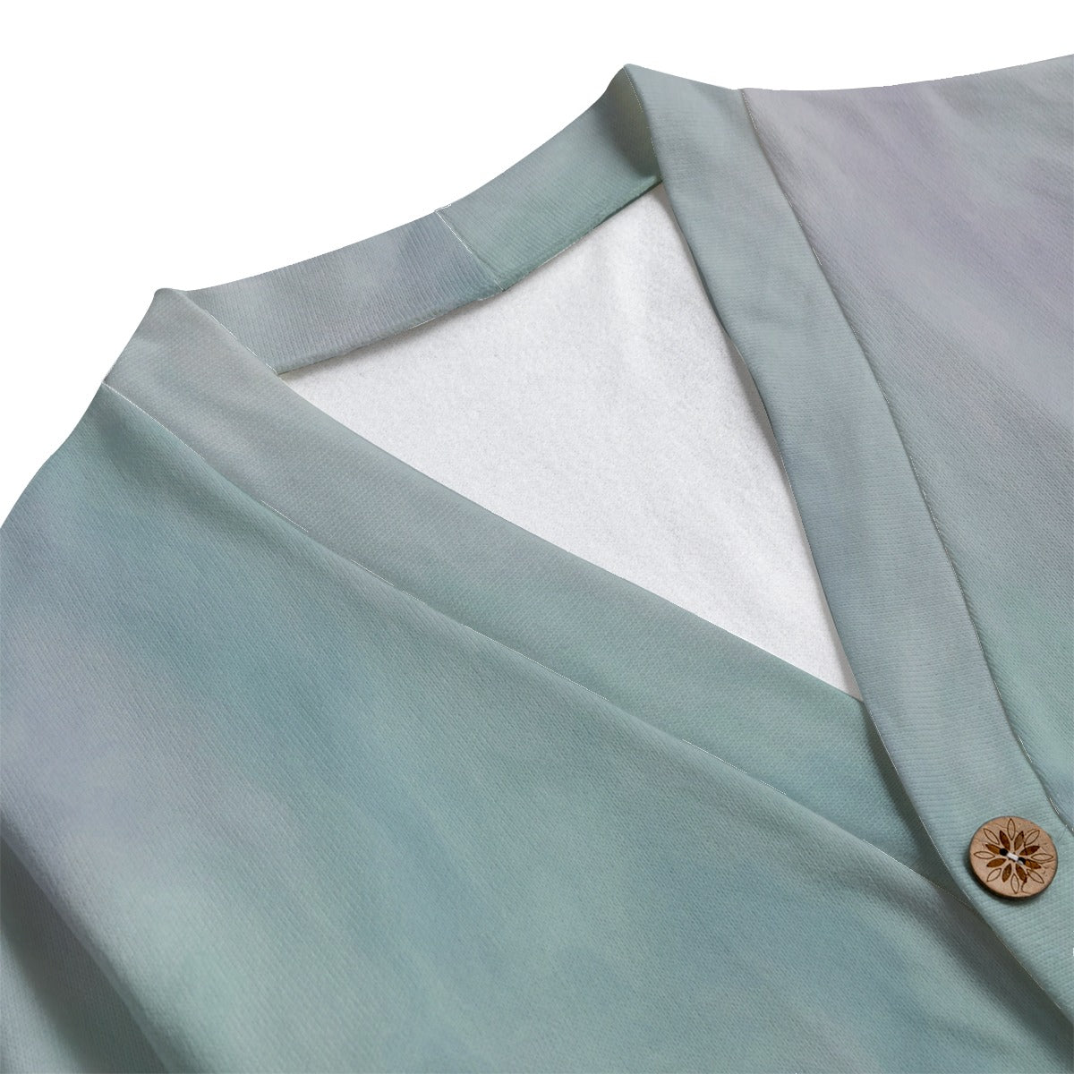 Unisex V-neck Knitted Fleece Cardigan With Button Closure