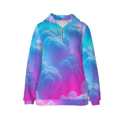 Women's Borg Fleece Hoodie With Half Zip