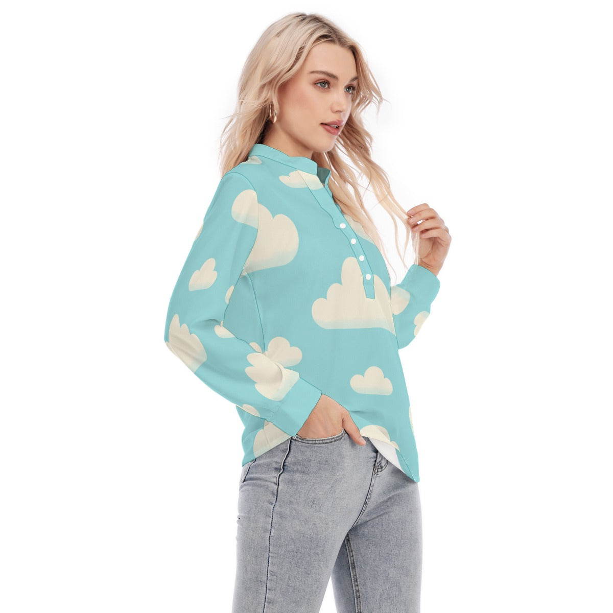 Women's Long Sleeve Blouse With Button Closure