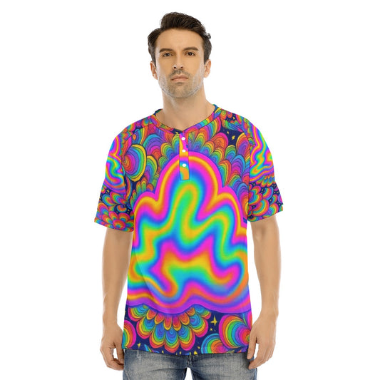 Men's Raglan Sleeve T-shirt With Button Closure