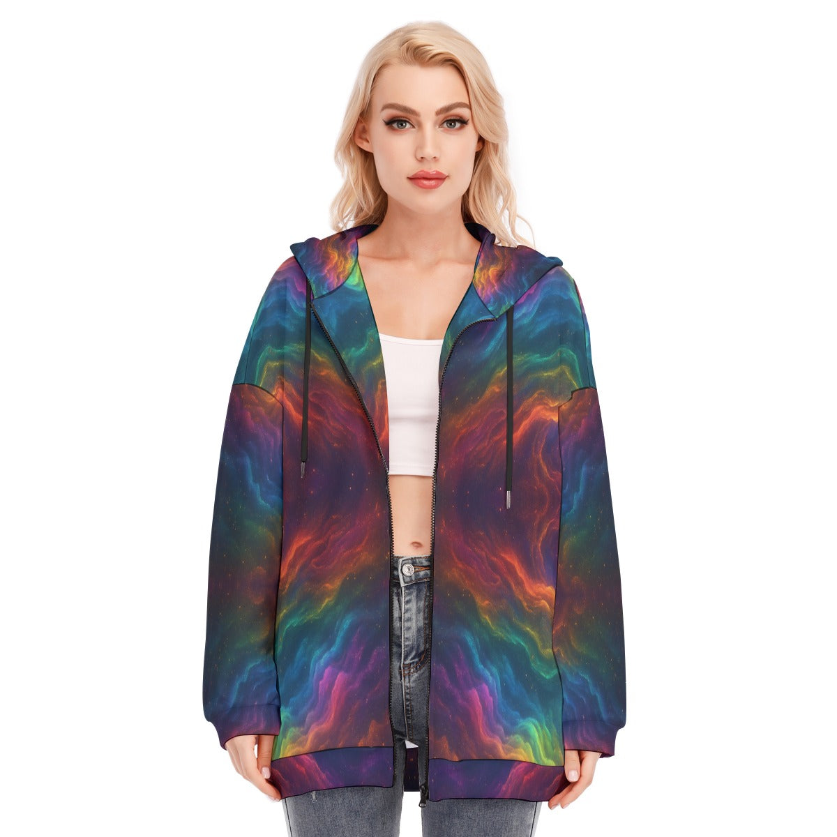 Women's Long Hoodie With Zipper Closure