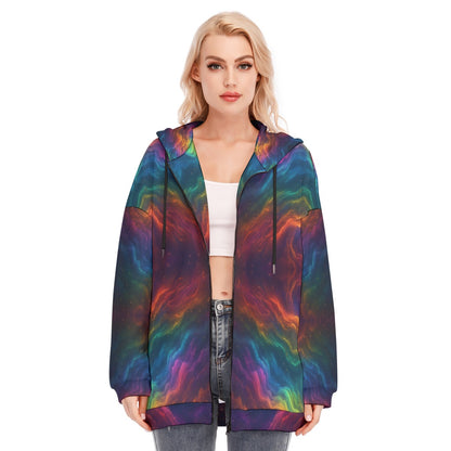 Women's Long Hoodie With Zipper Closure