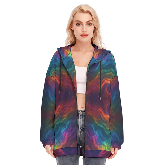 Women's Long Hoodie With Zipper Closure