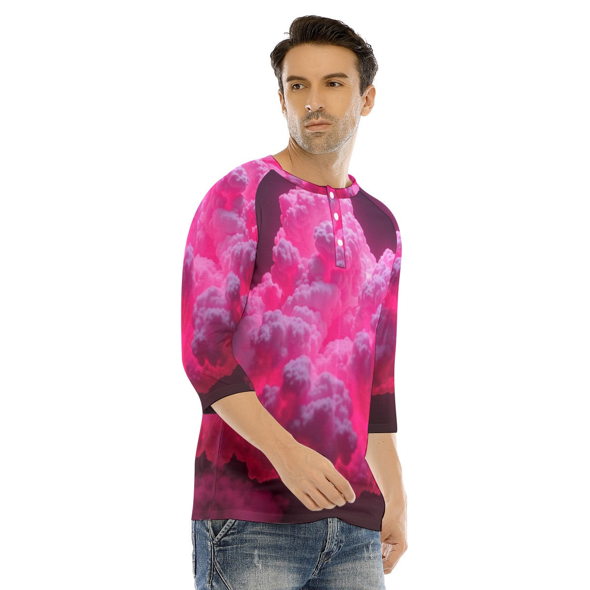 Men's Bracelet Sleeve T-shirt With Button Closure - view 2