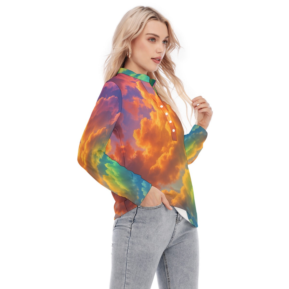 Women's Long Sleeve Blouse With Button Closure