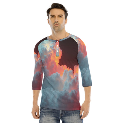 Men's Bracelet Sleeve T-shirt With Button Closure - view 1
