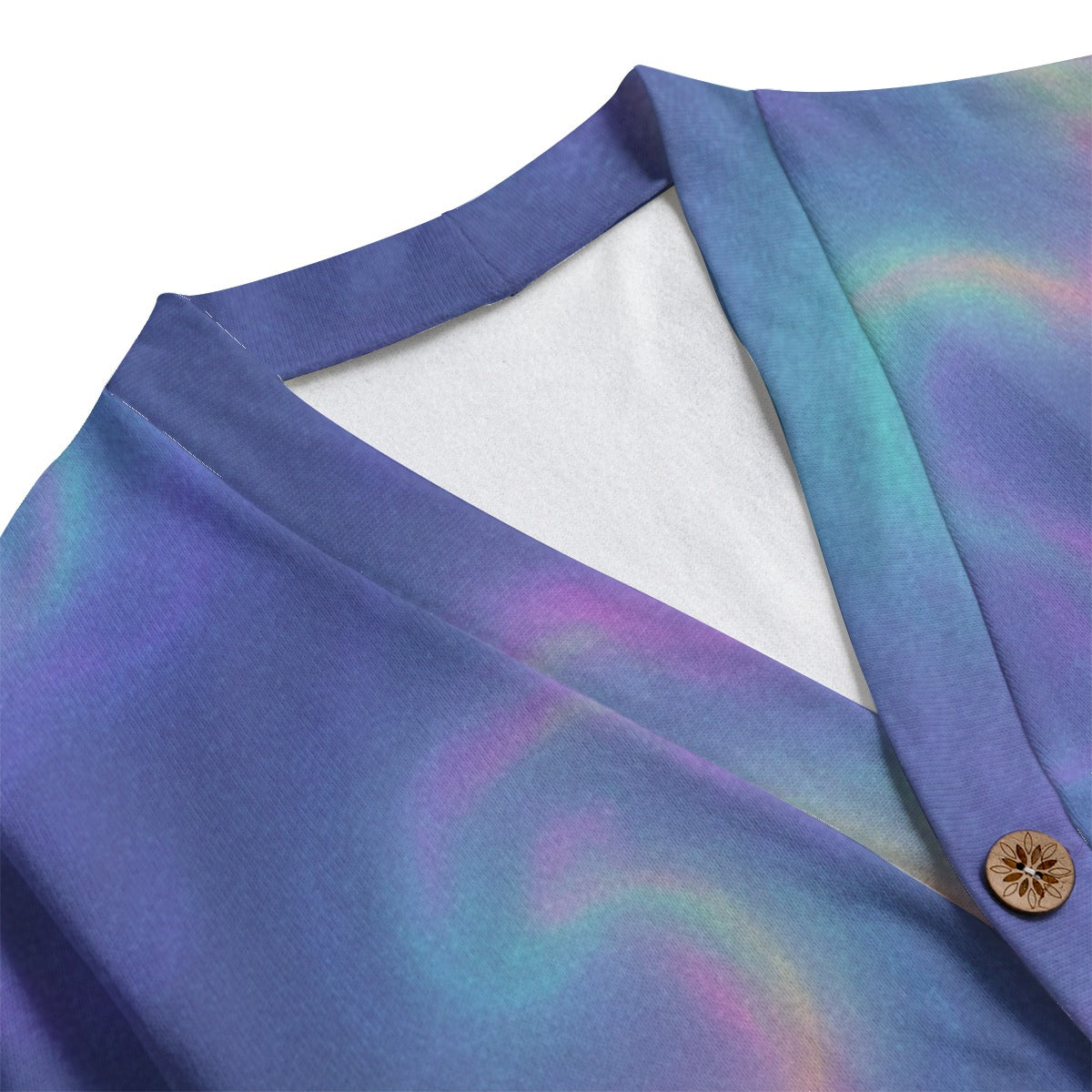 Unisex V-neck Knitted Fleece Cardigan With Button Closure