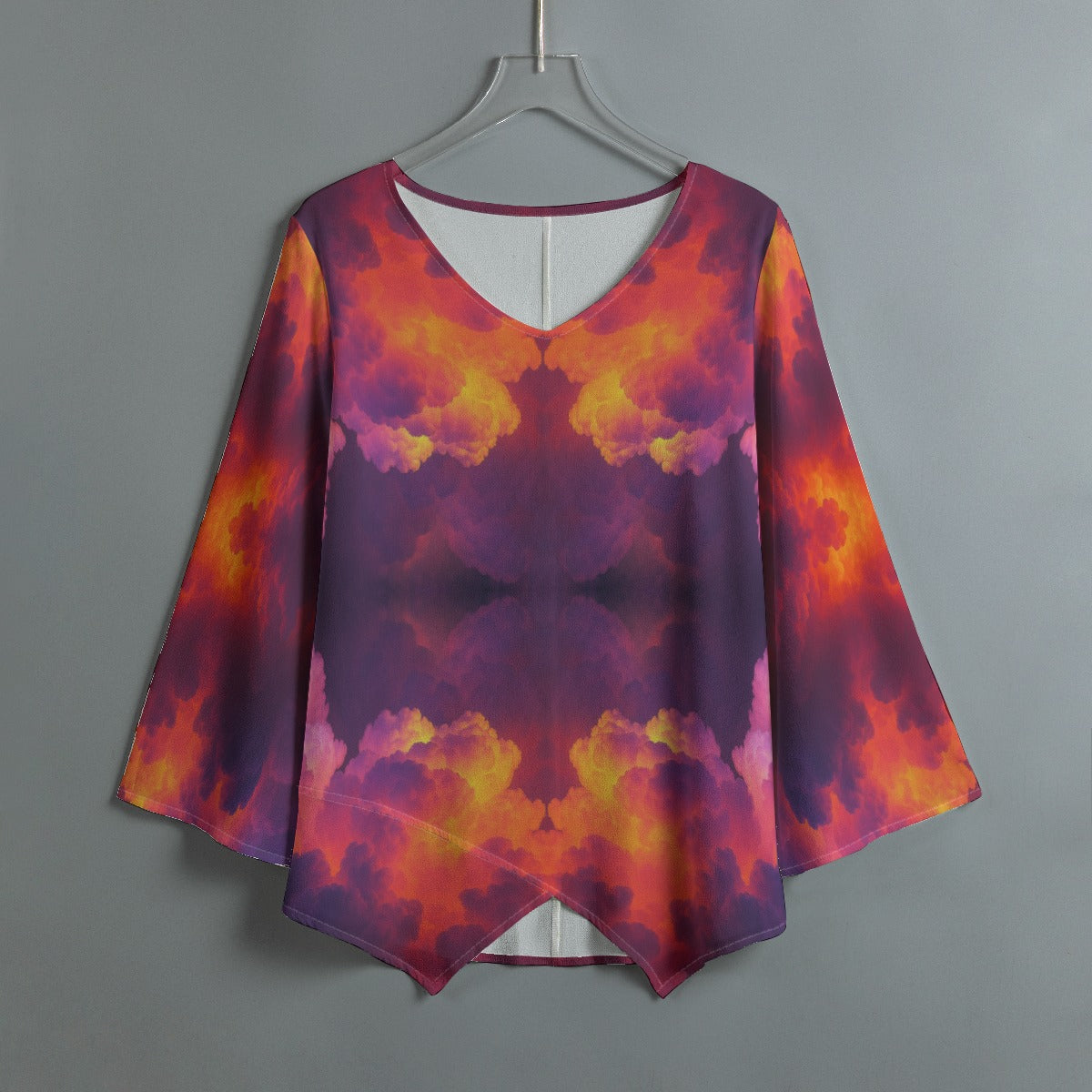 Women's V-neck T-shirt With Irregular Hem