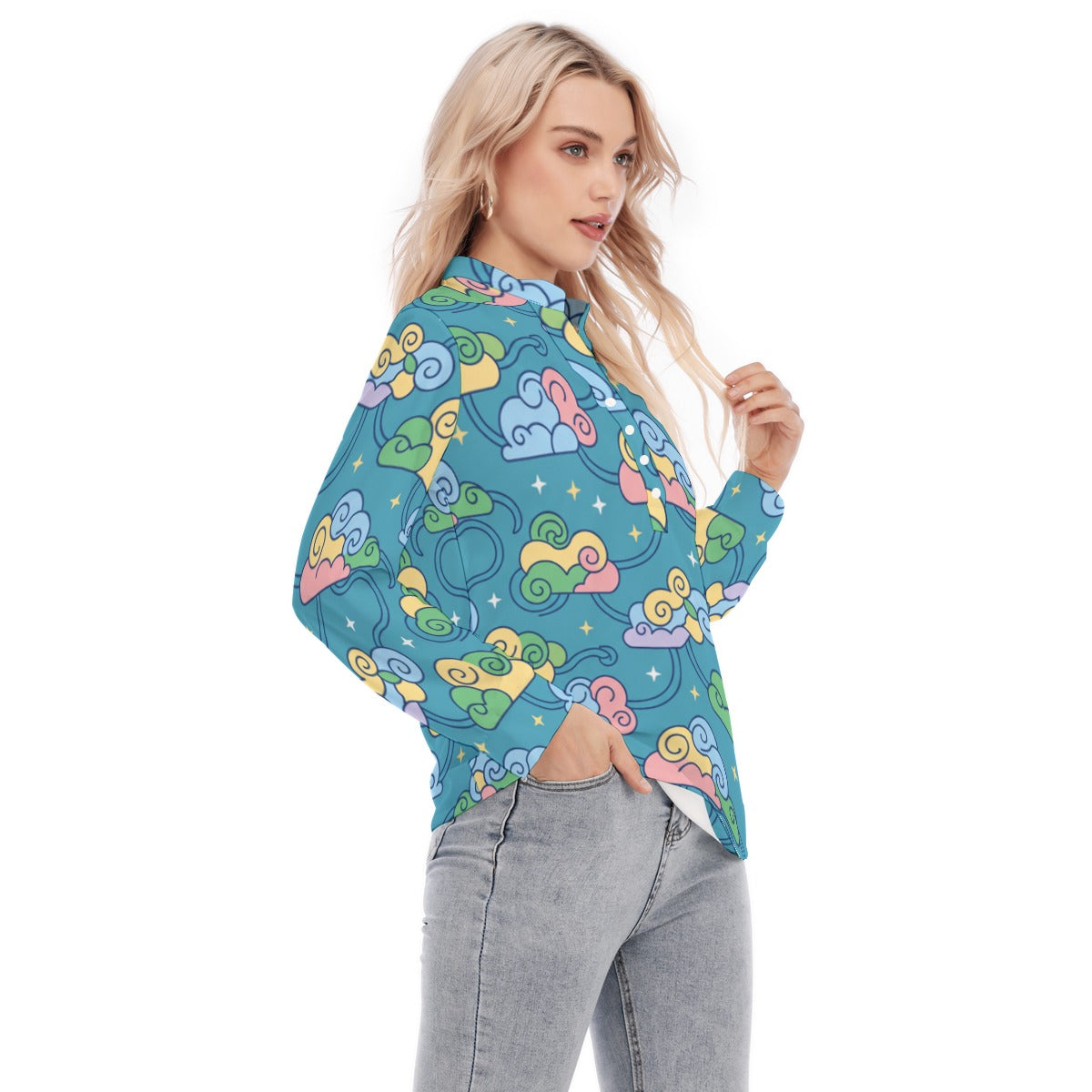 Women's Long Sleeve Blouse With Button Closure