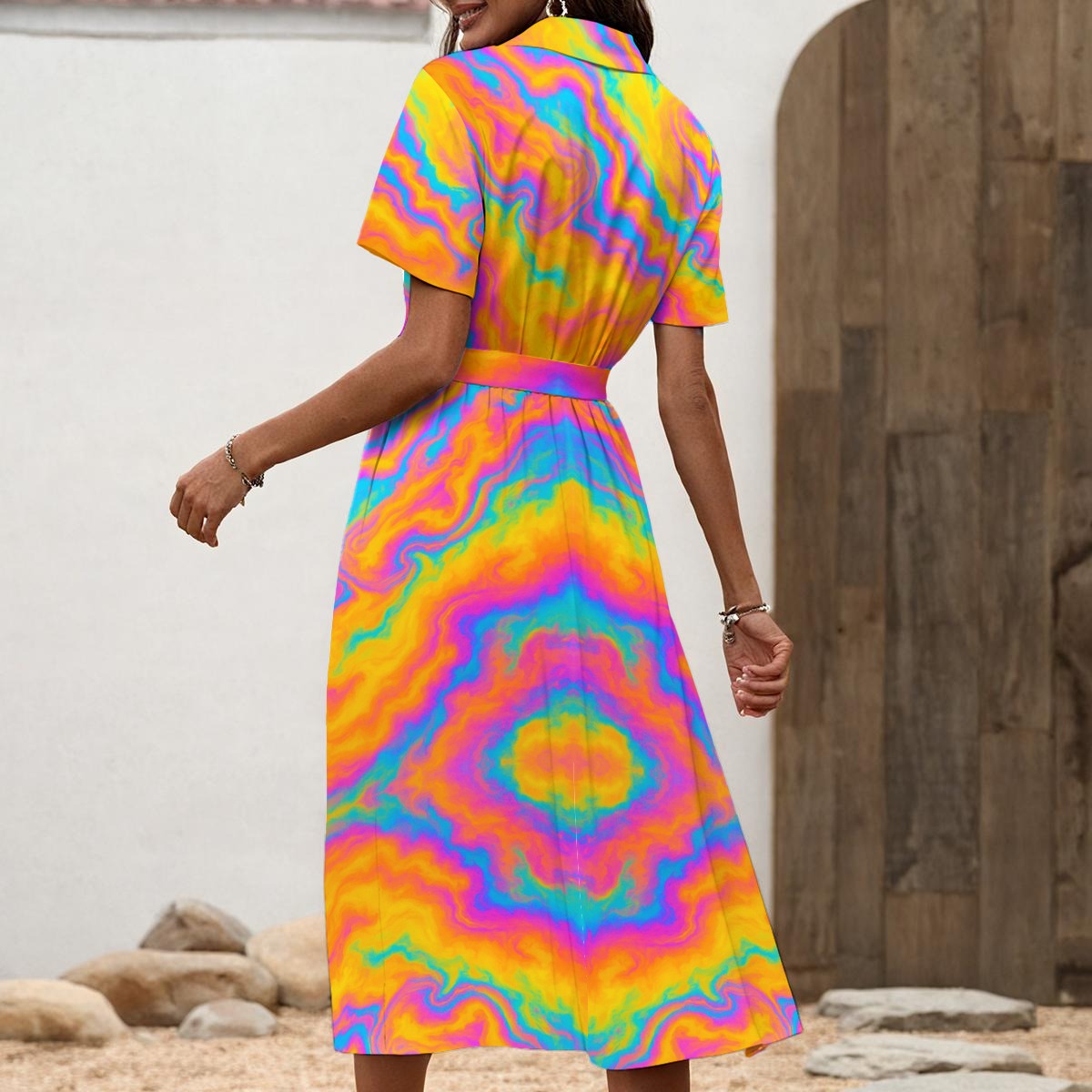 Women's Shirt Dress with Waist Tie