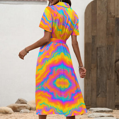 Women's Shirt Dress with Waist Tie