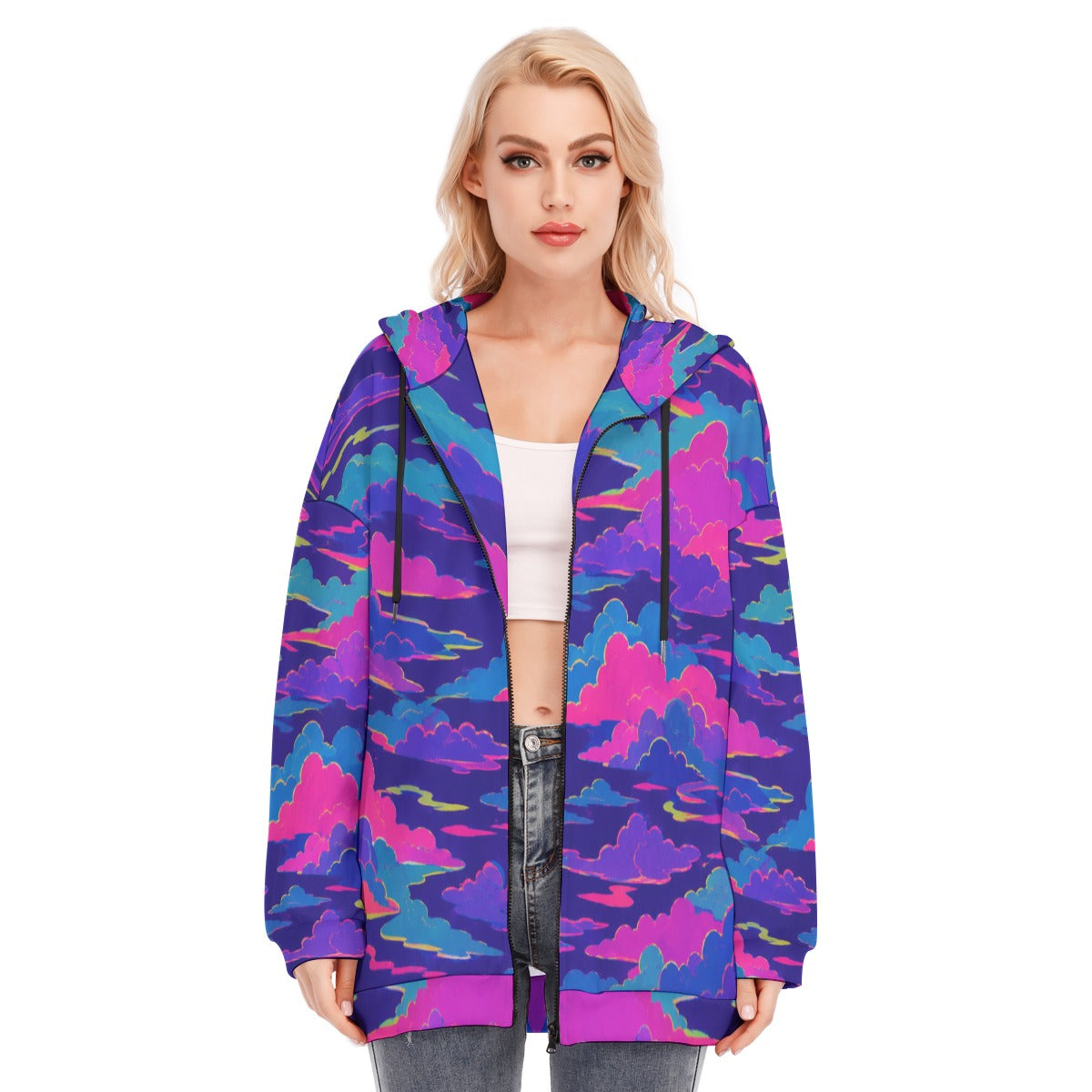 Women's Long Hoodie With Zipper Closure