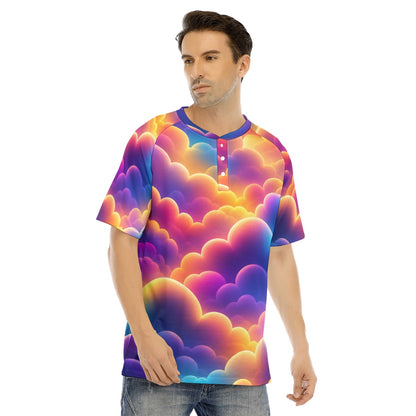 Men's Raglan Sleeve T-shirt With Button Closure