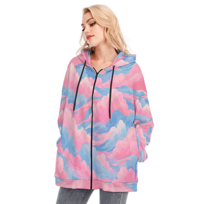 Women's Long Hoodie With Zipper Closure