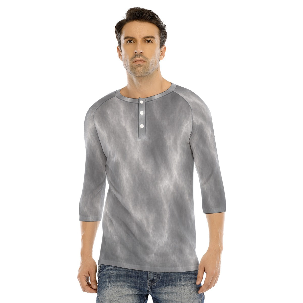 Men's Bracelet Sleeve T-shirt With Button Closure - view 1