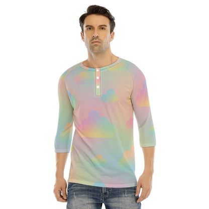 Men's Bracelet Sleeve T-shirt With Button Closure