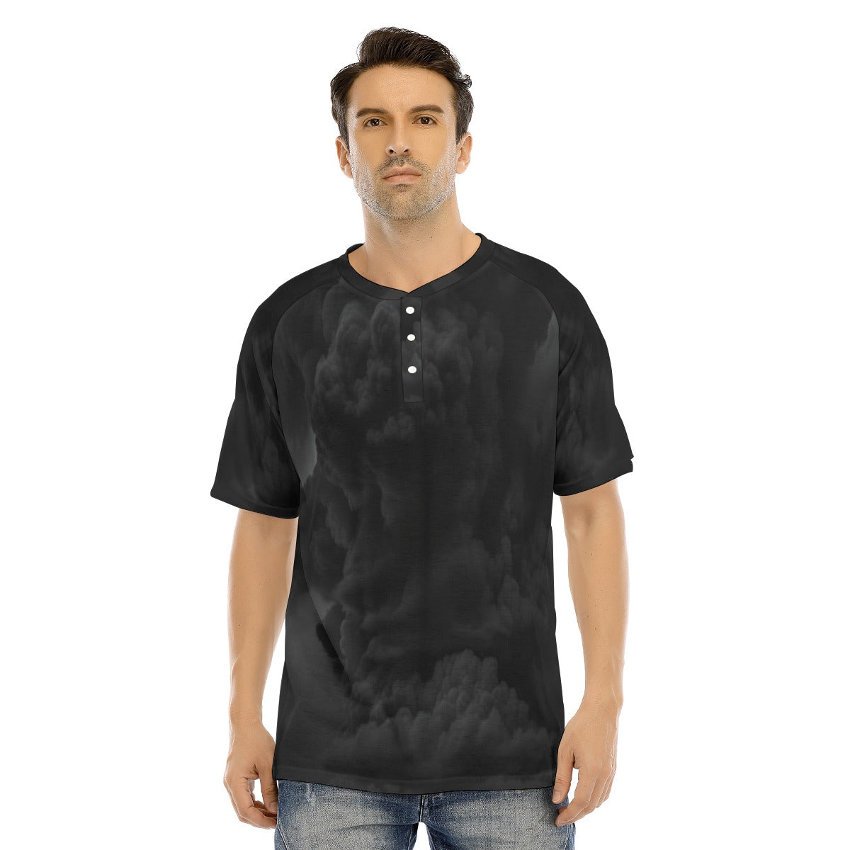 Men's Raglan Sleeve T-shirt With Button Closure