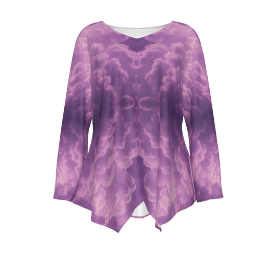 Women's V-neck T-shirt With Irregular Hem