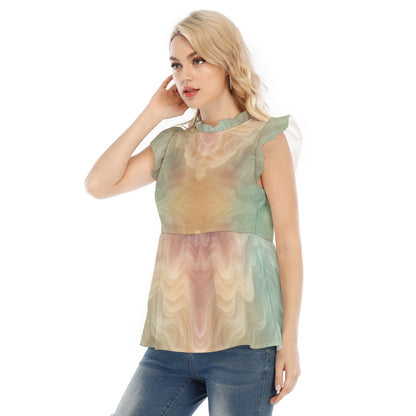 Women's Blouse With Lotus Leaf Lace