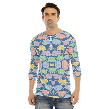 Men's Bracelet Sleeve T-shirt With Button Closure - view 1