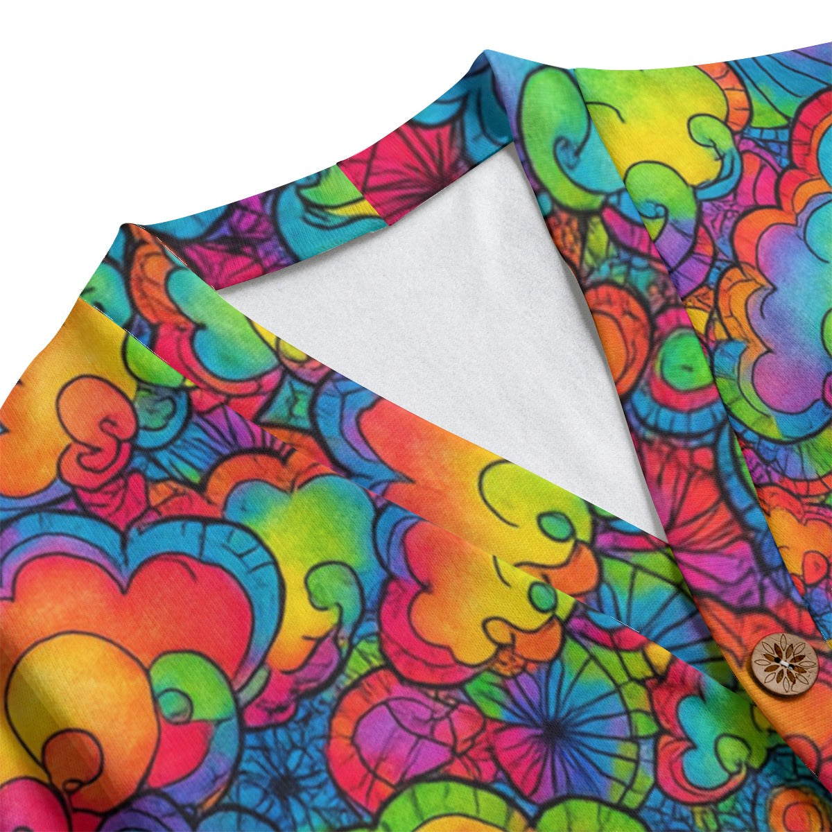 Unisex V-neck Knitted Fleece Cardigan With Button Closure