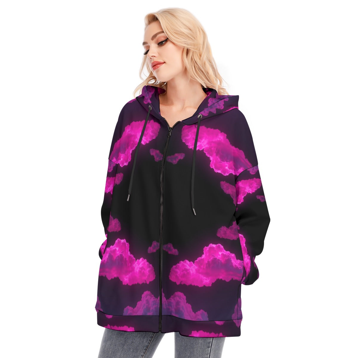 Women's Long Hoodie With Zipper Closure