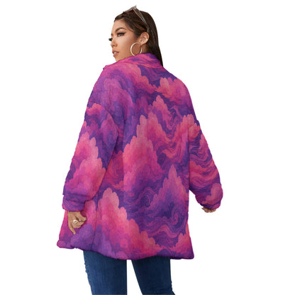 Unisex Borg Fleece Stand-up Collar Coat With Zipper Closure(Plus Size)