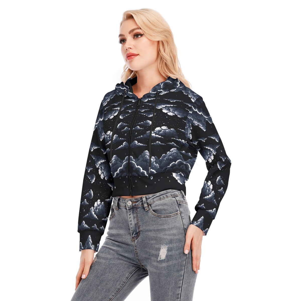 Women's Crop Top Hoodie With Zipper Closure