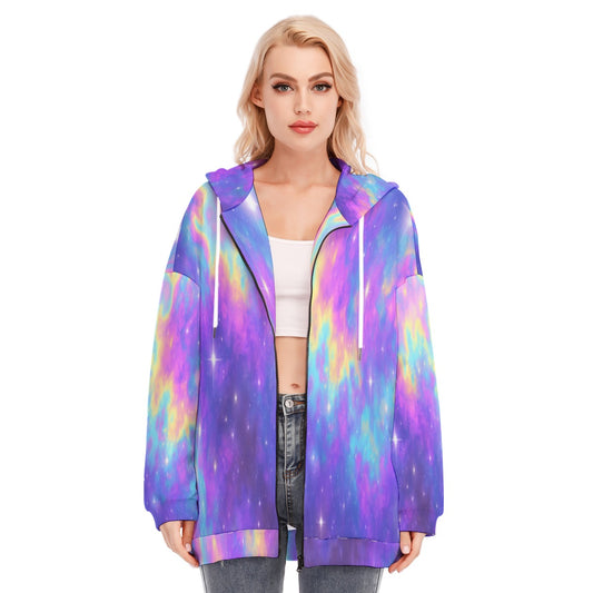 Women's Long Hoodie With Zipper Closure