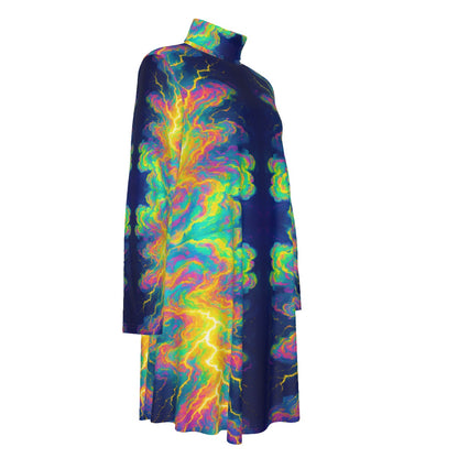 Women's High Neck Dress With Long Sleeve