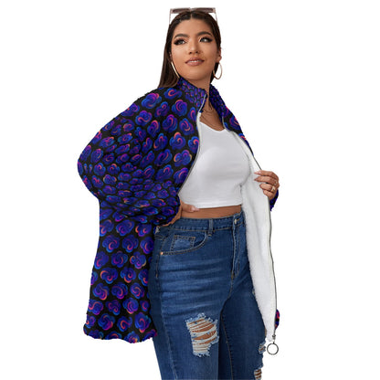 Unisex Borg Fleece Stand-up Collar Coat With Zipper Closure(Plus Size)