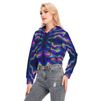 Women's Crop Top Hoodie With Zipper Closure