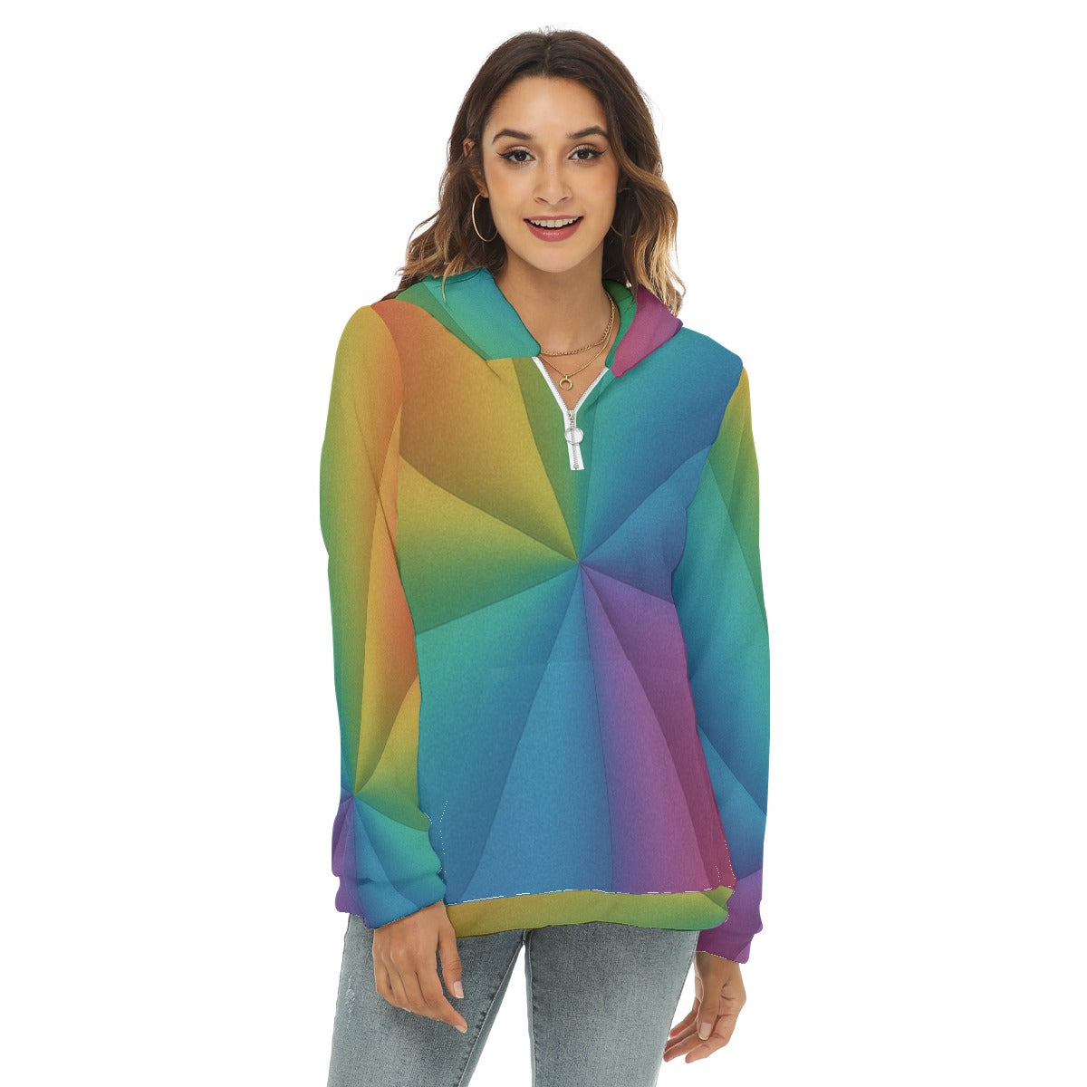 Women's Borg Fleece Hoodie With Half Zip