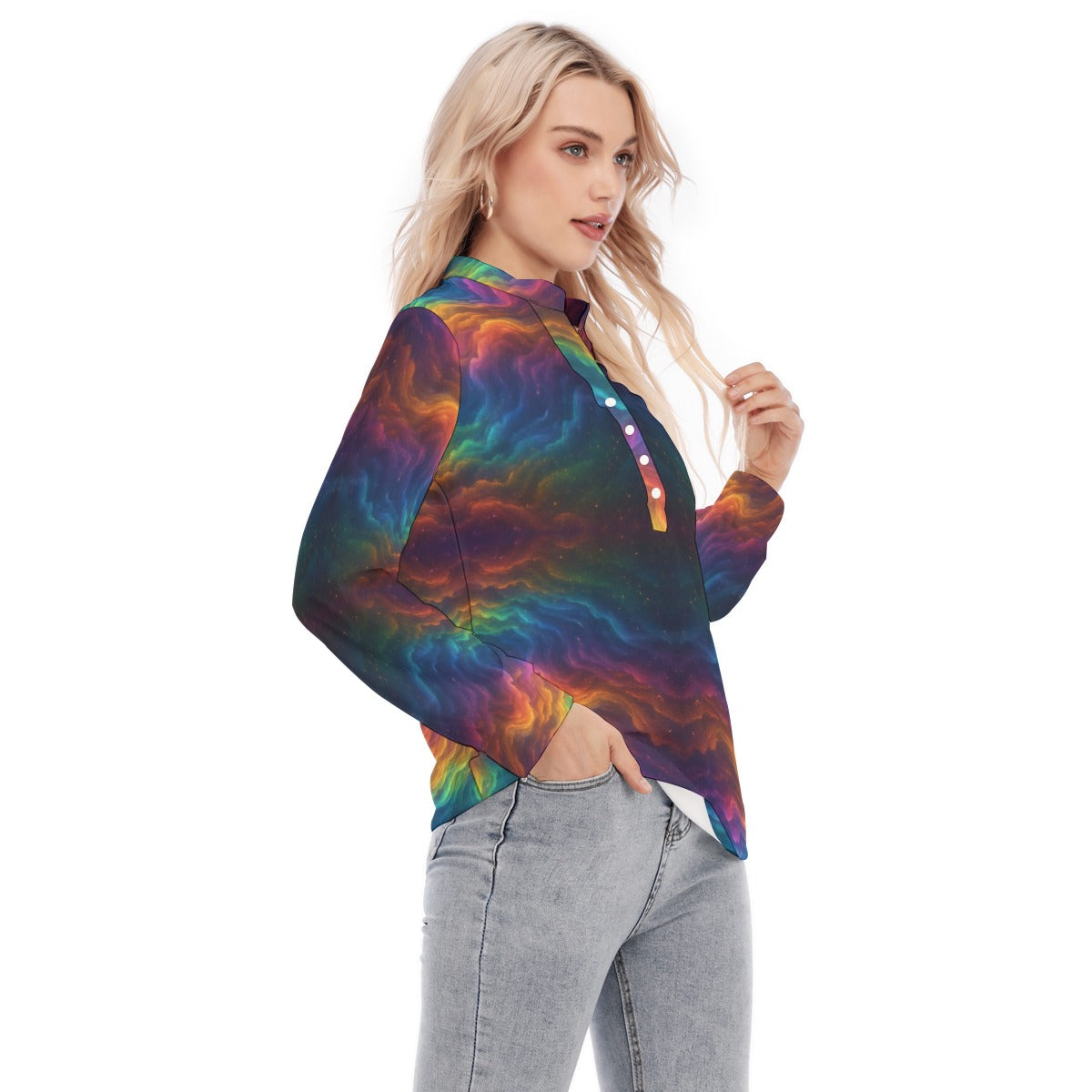 Women's Long Sleeve Blouse With Button Closure