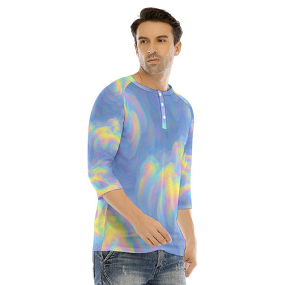 Men's Bracelet Sleeve T-shirt With Button Closure