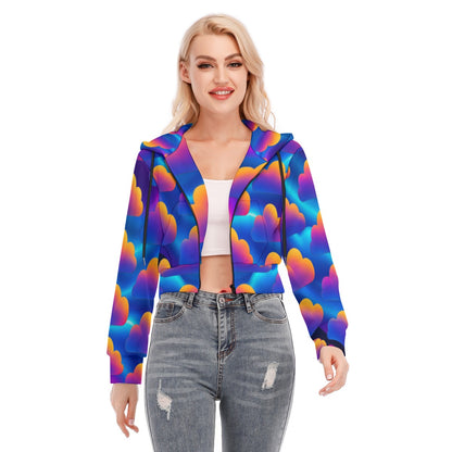 Women's Crop Top Hoodie With Zipper Closure