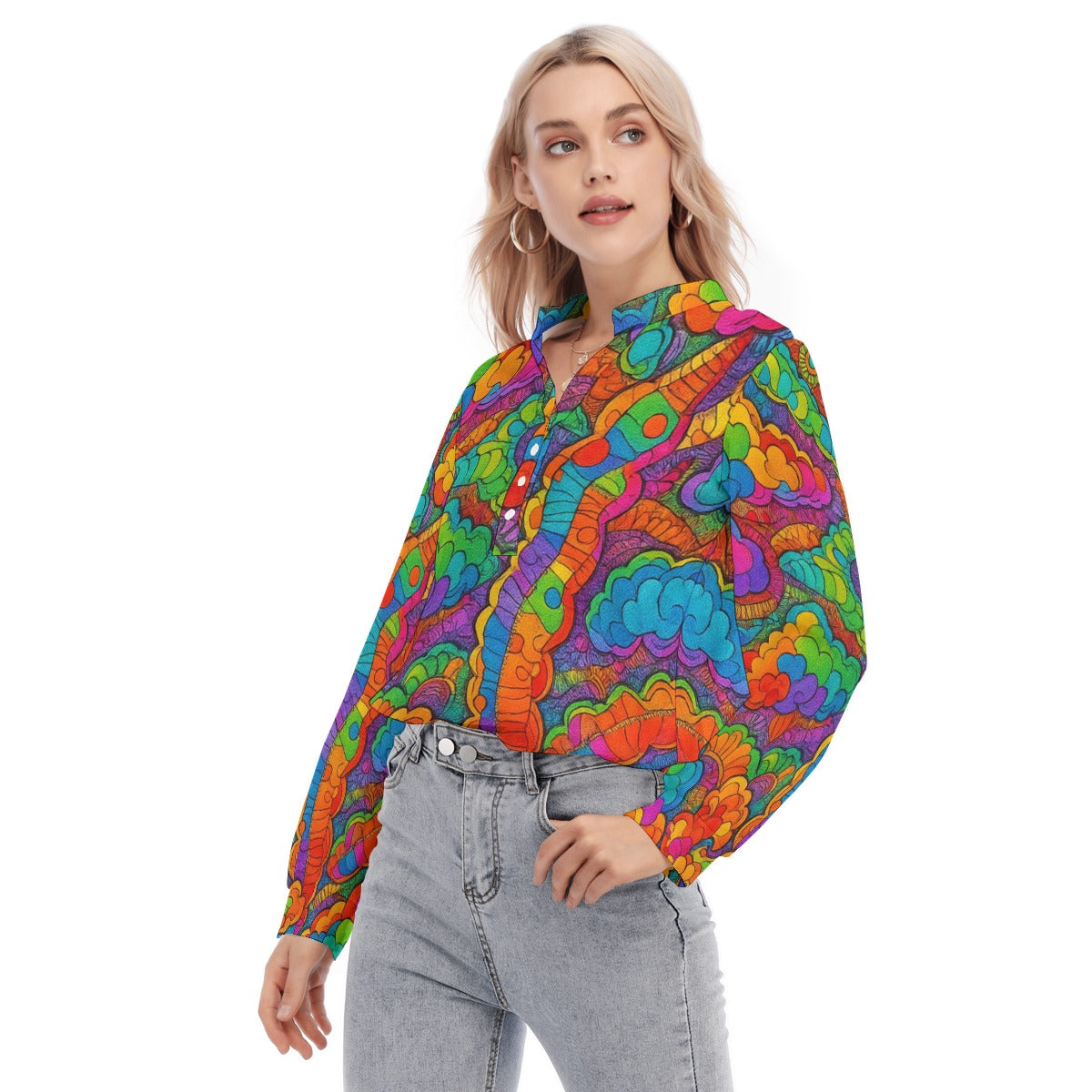 Women's Long Sleeve Blouse With Button Closure