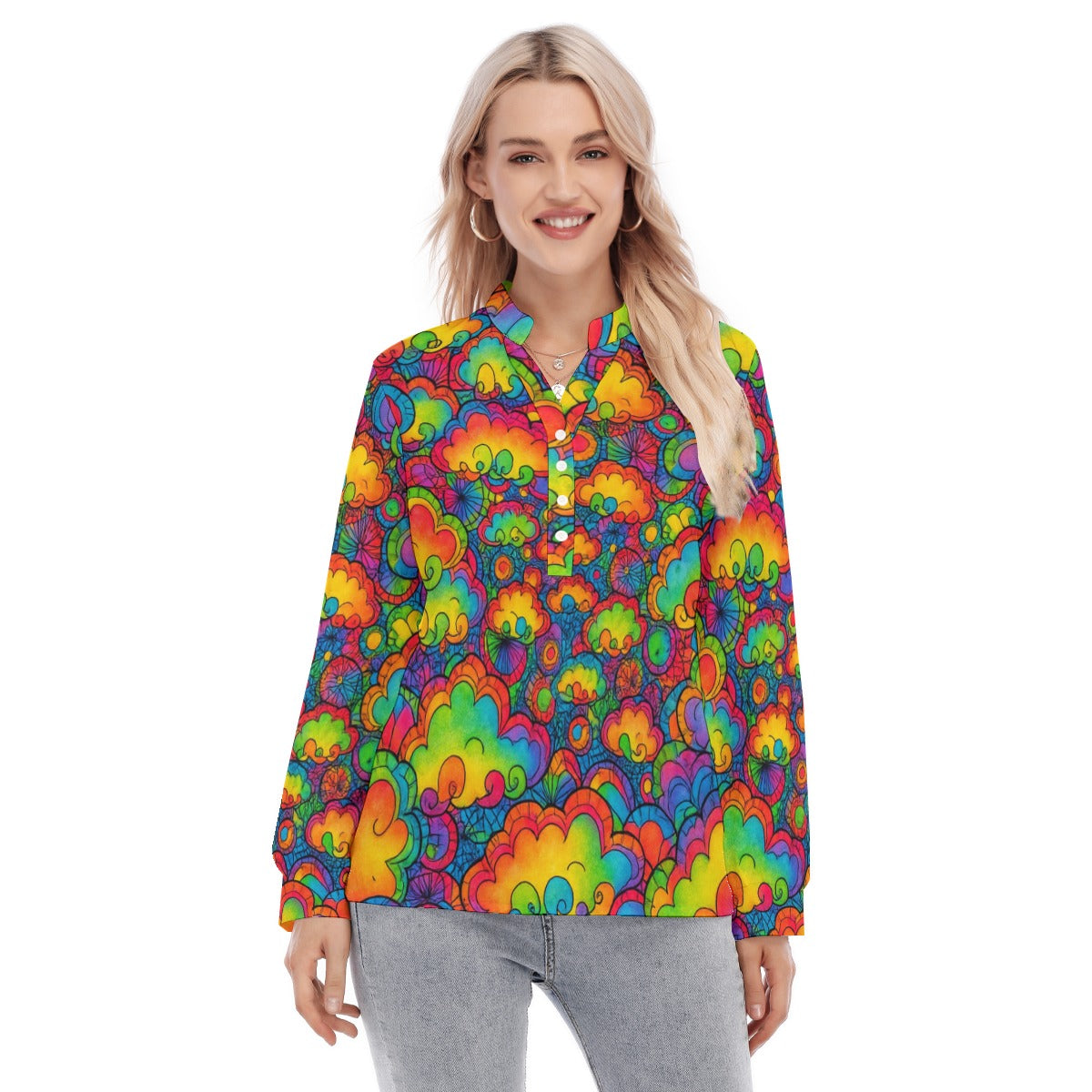 Women's Long Sleeve Blouse With Button Closure